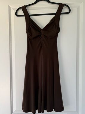 Moda International Brown Sleeveless V-Neck Midi Dress